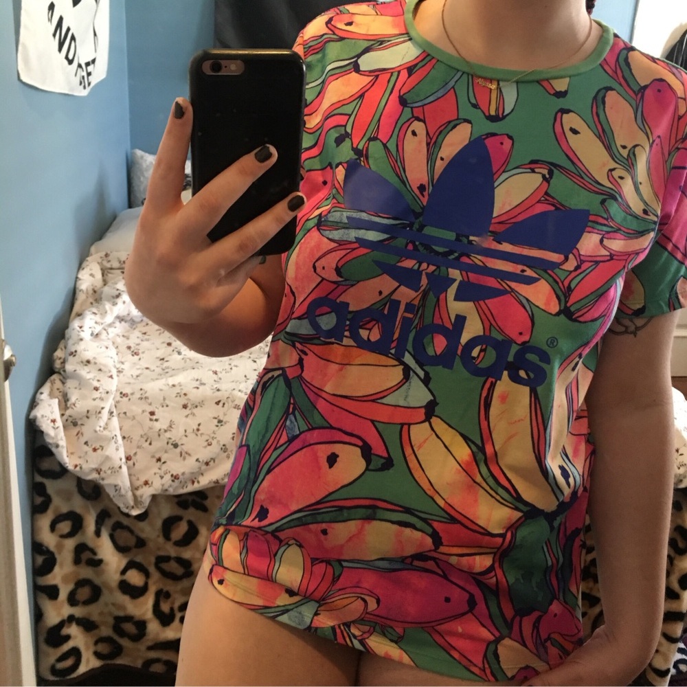 adidas bananas boyfriend trefoil t-shirt